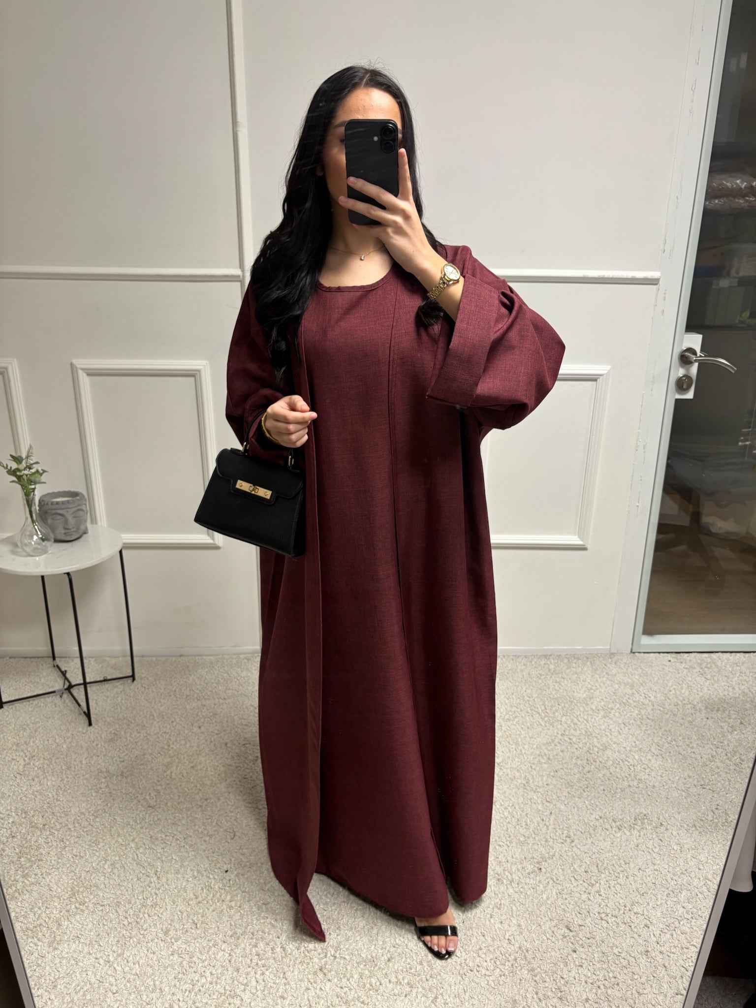 Abaya + Kimono en lin Sherine 2 pièces