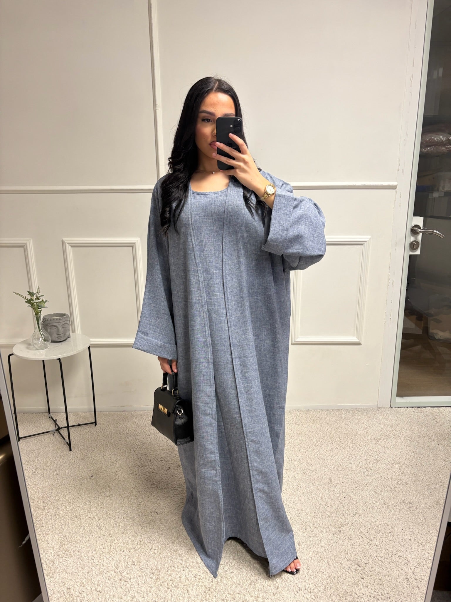 Abaya + Kimono en lin Sherine 2 pièces