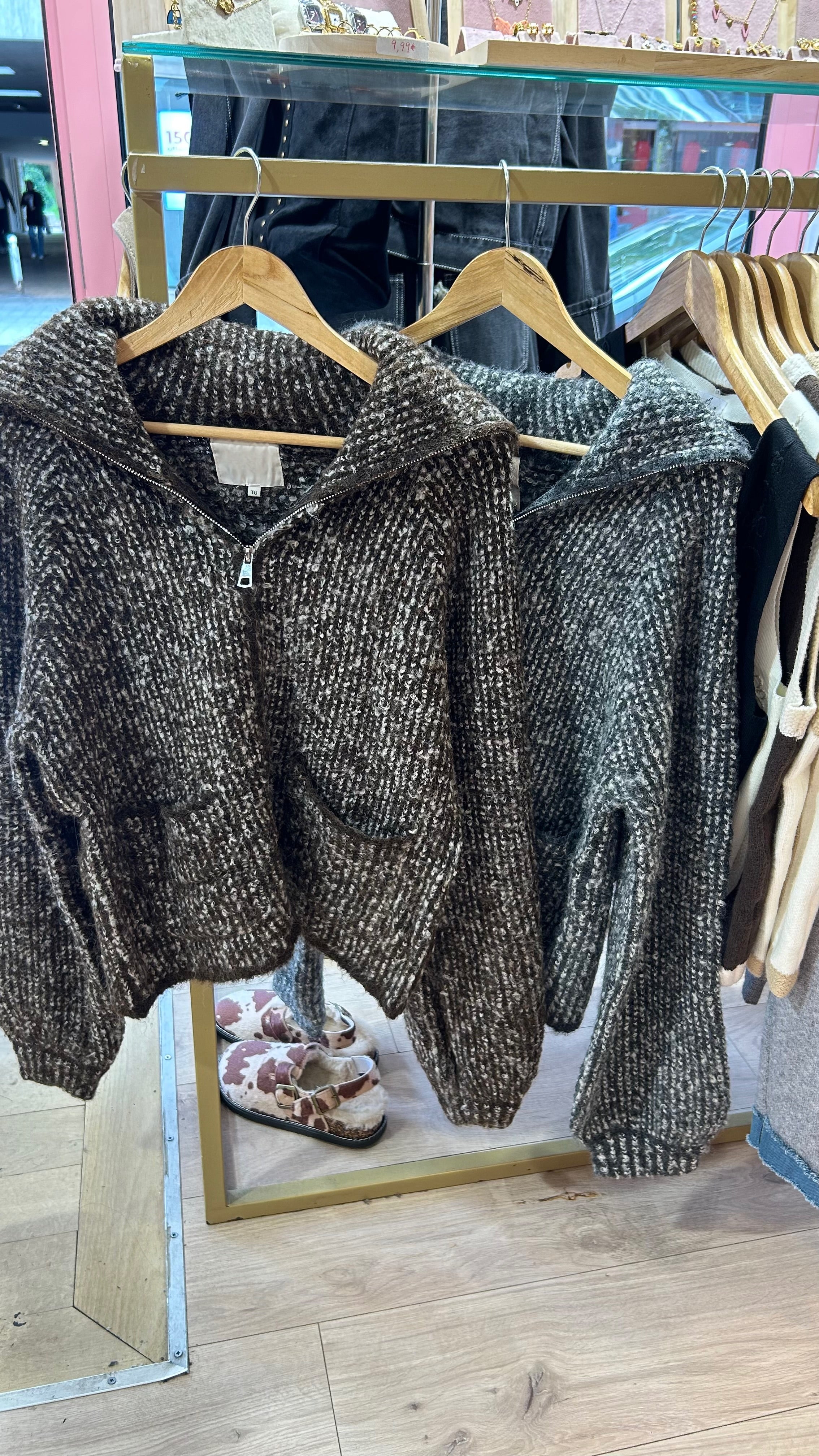 Cardigan zippé en maille côtelée NAYIA