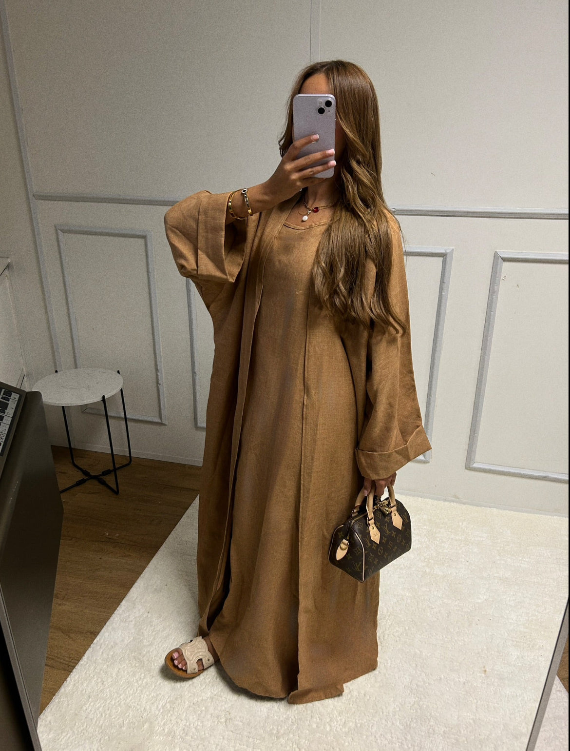 Abaya + Kimono en lin Sherine 2 pièces