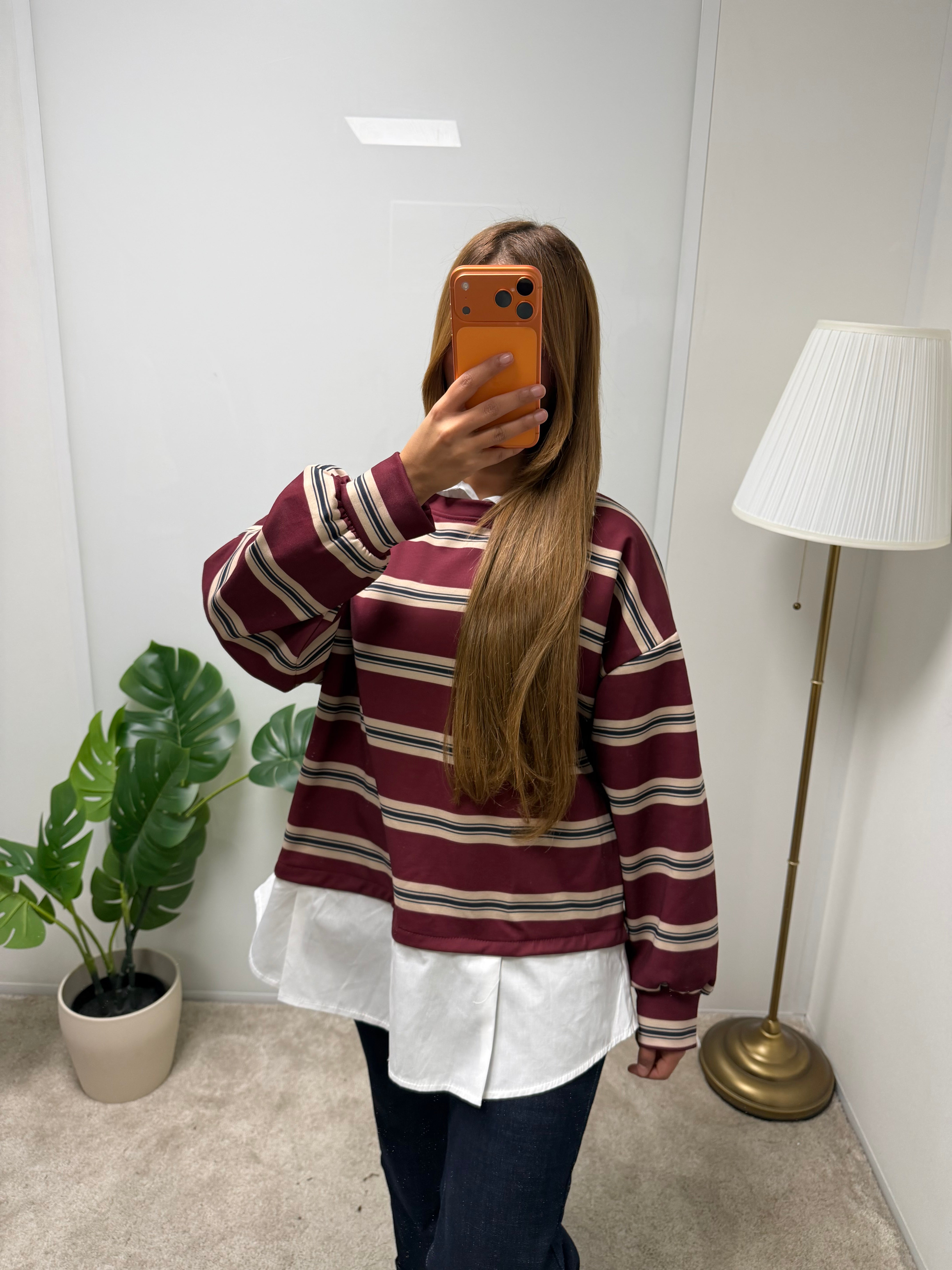 Pull marinière ELLA + chemisier blanc