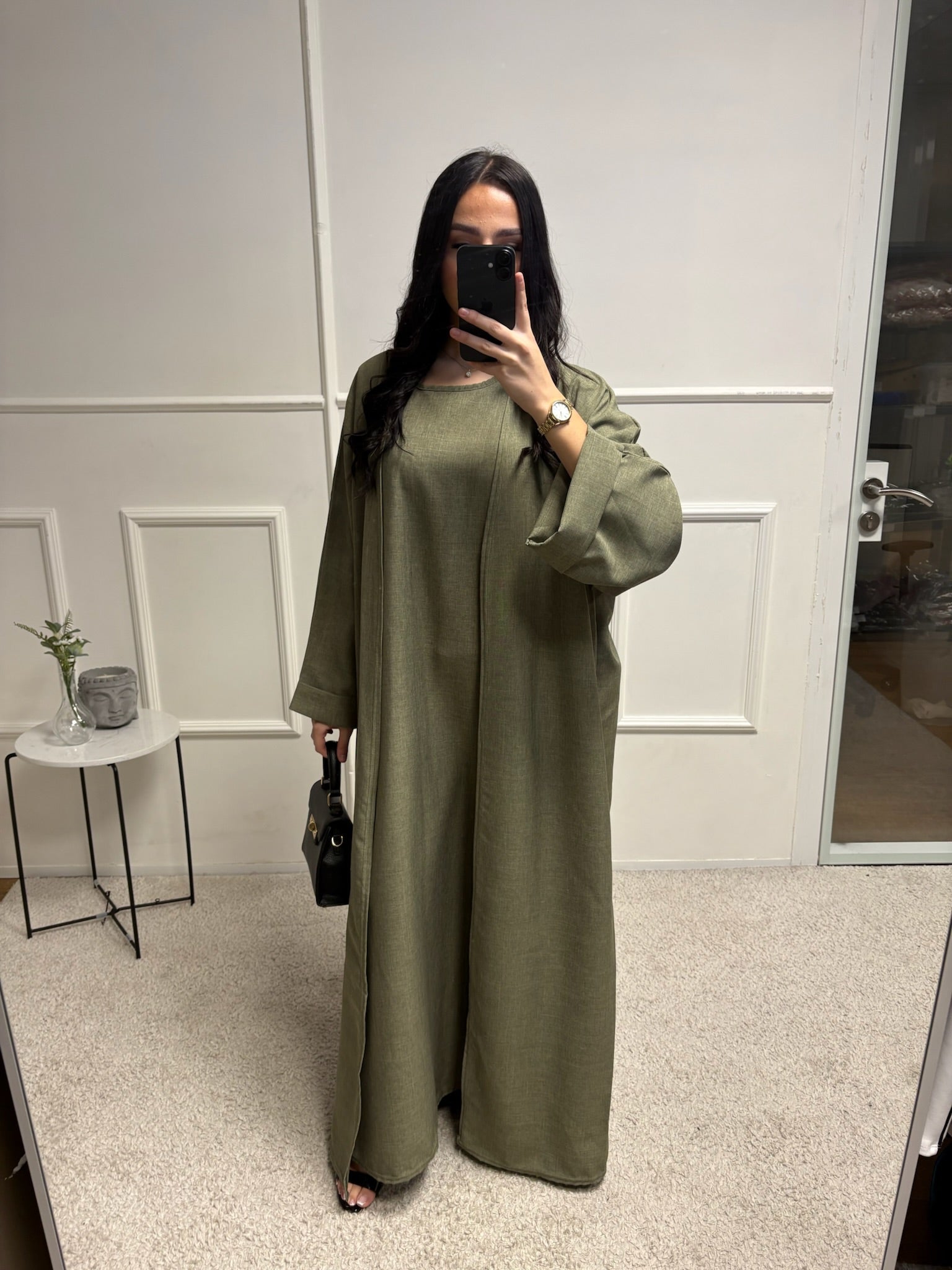Abaya + Kimono en lin Sherine 2 pièces