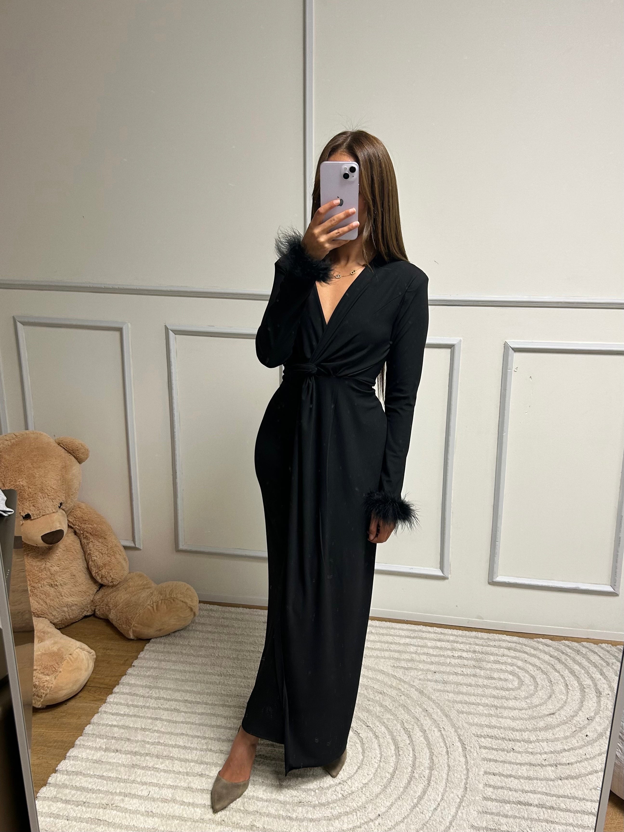 Robe Ambre plumes (2068)