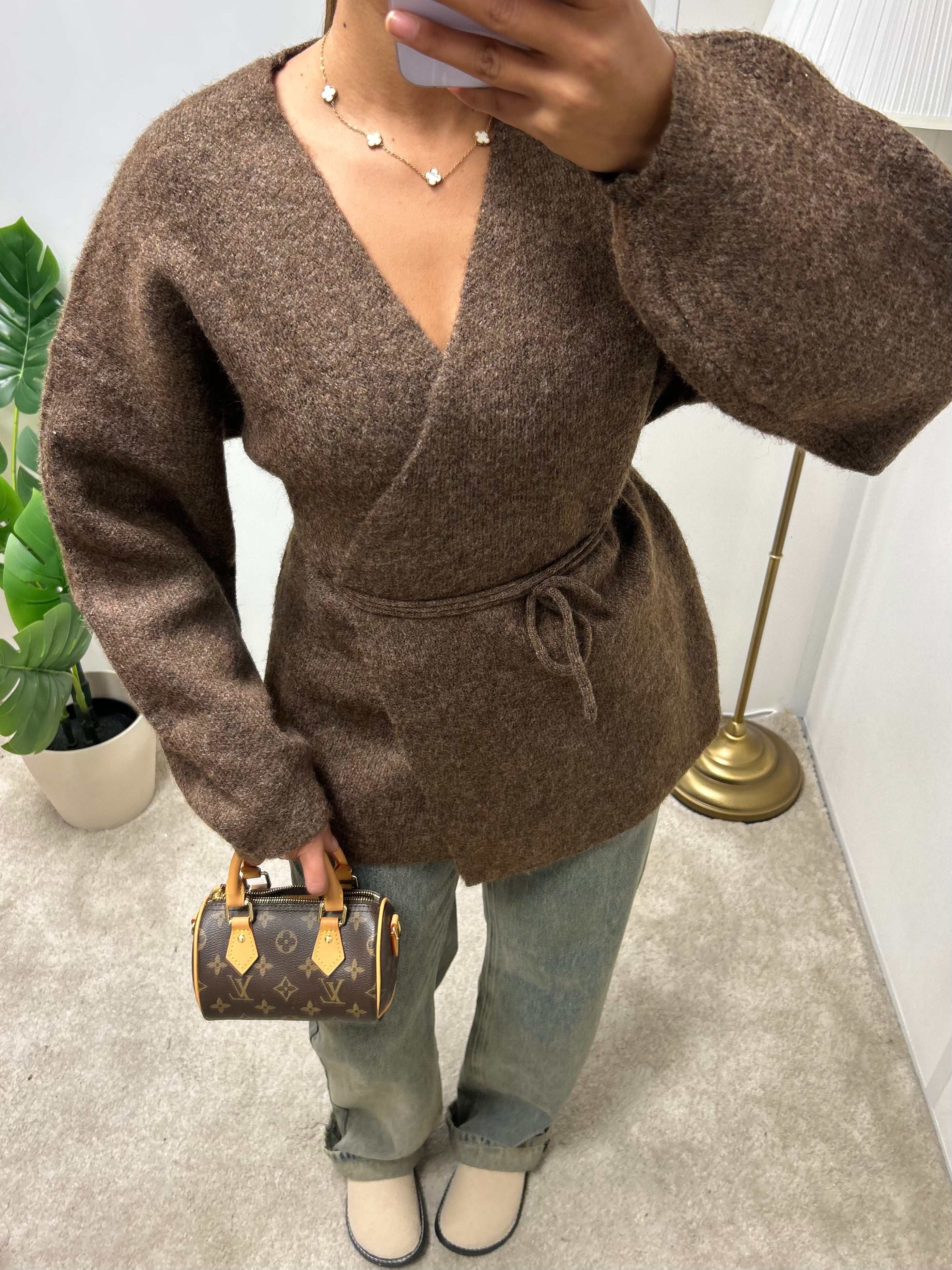 Gilet cache cœur en laine Fedoua (marron)