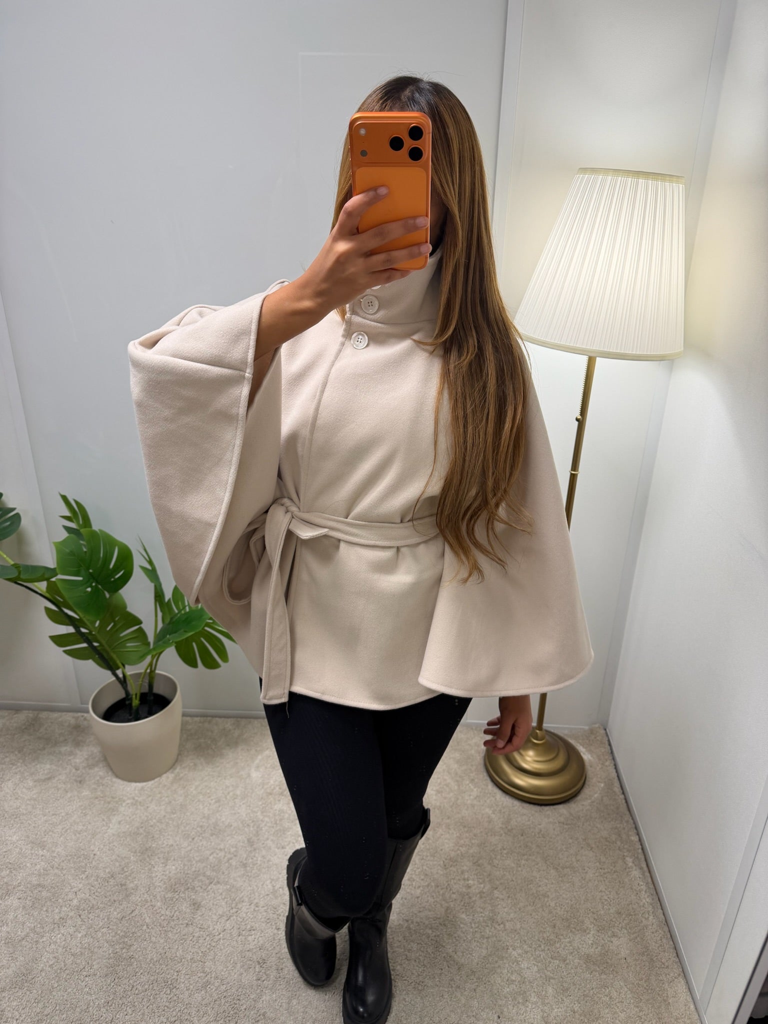 Veste Léa Cape boutonnée col montant