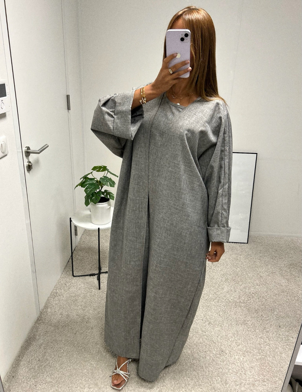 Abaya + Kimono en lin Sherine 2 pièces