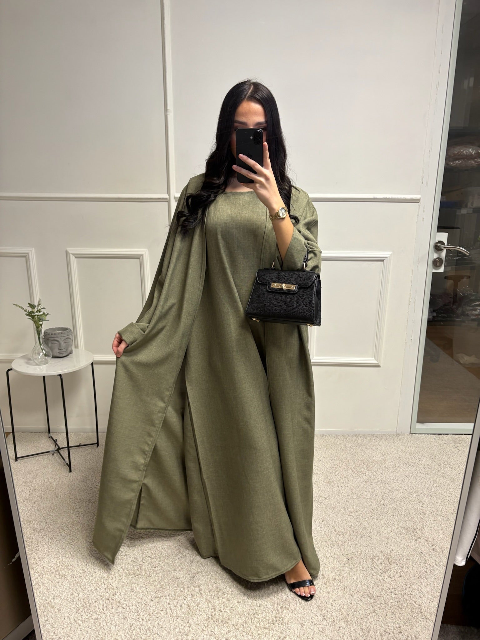 Abaya + Kimono en lin Sherine 2 pièces