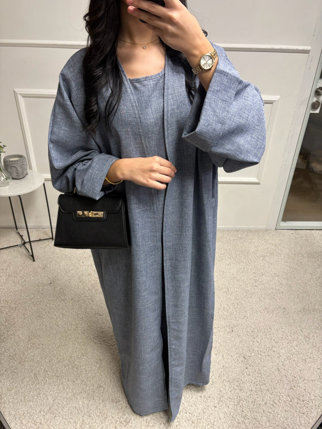 Abaya + Kimono en lin Sherine 2 pièces