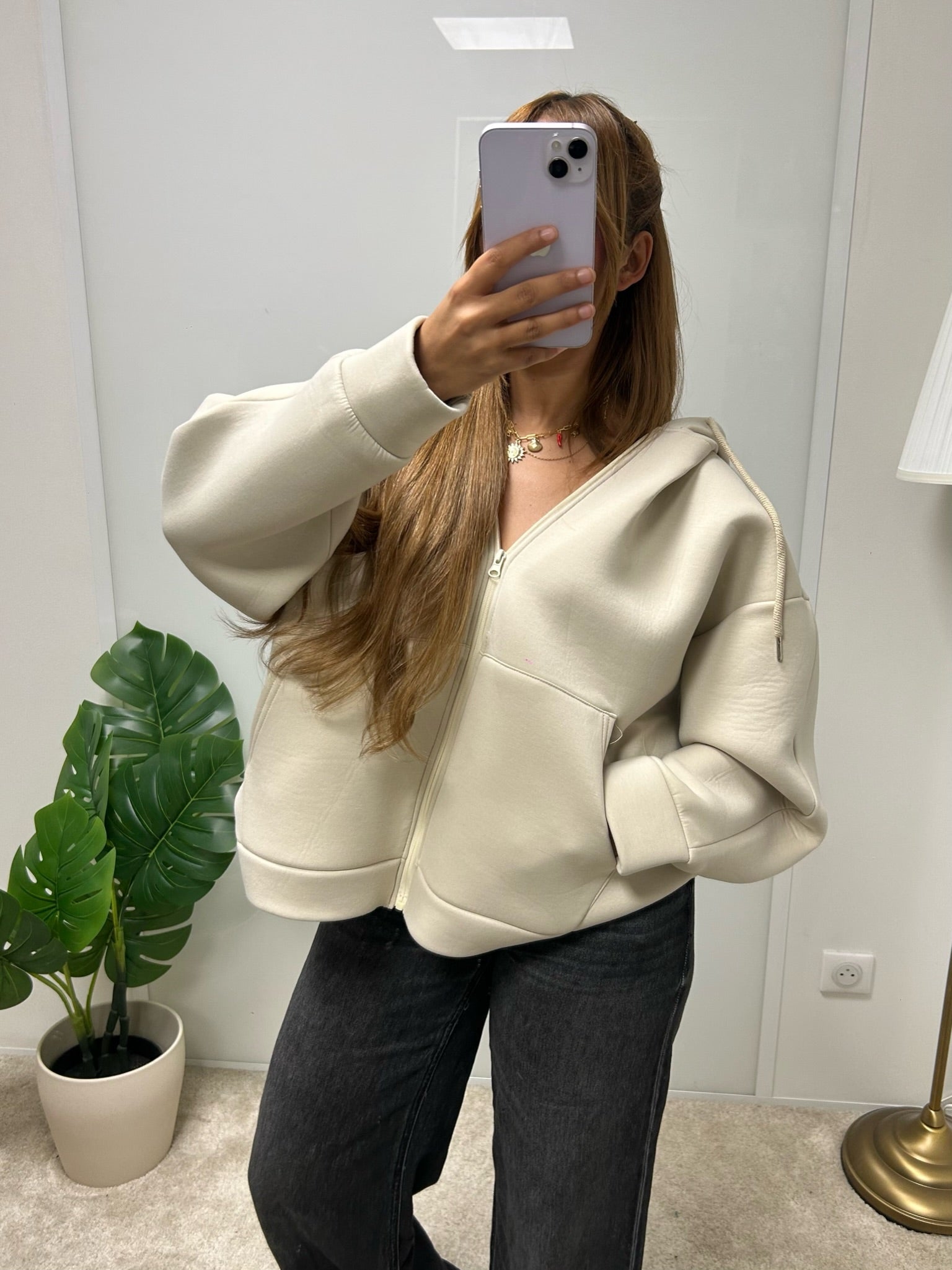 Gilet NORA oversize à capuche zipé