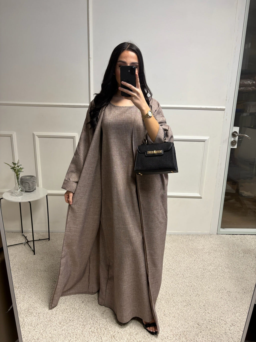 Abaya + Kimono en lin Sherine 2 pièces
