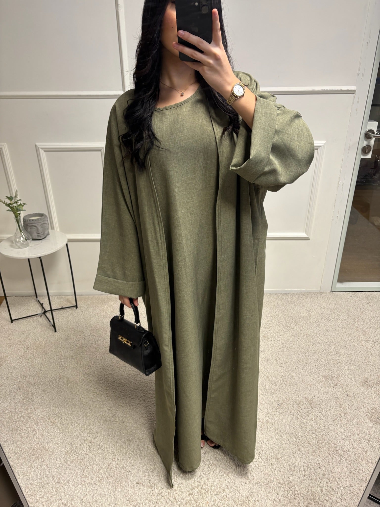 Abaya + Kimono en lin Sherine 2 pièces