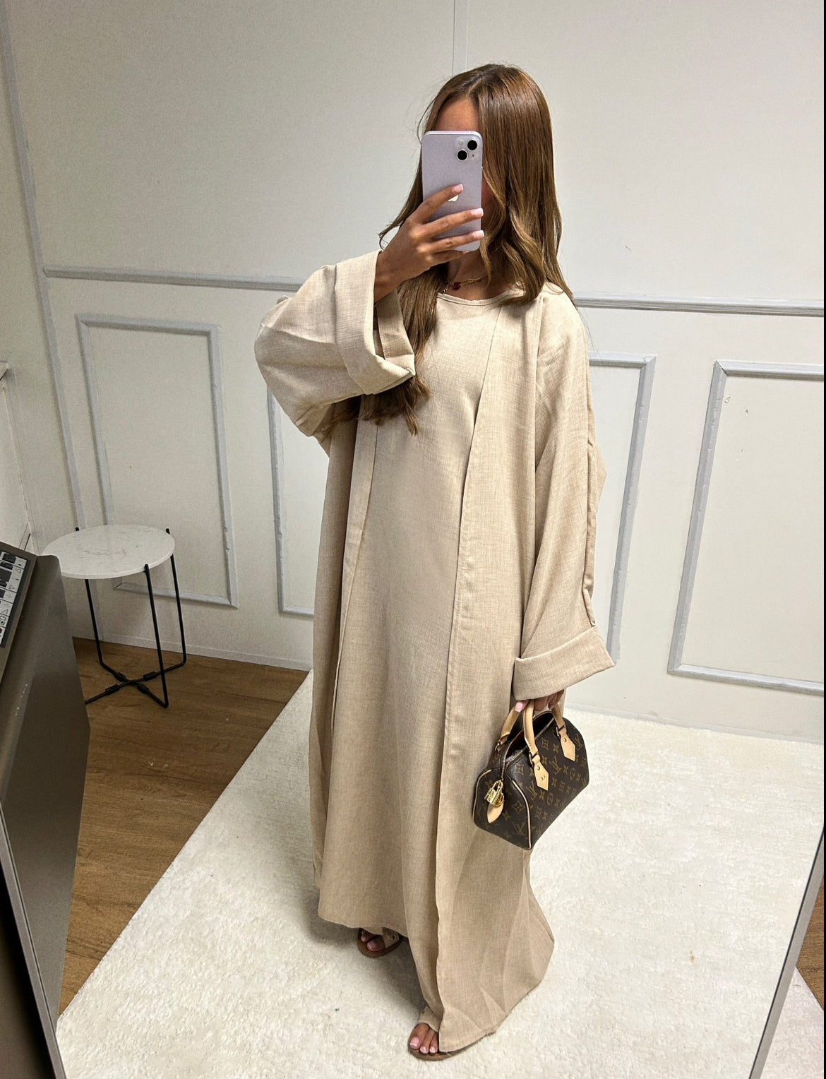 Abaya + Kimono en lin Sherine 2 pièces