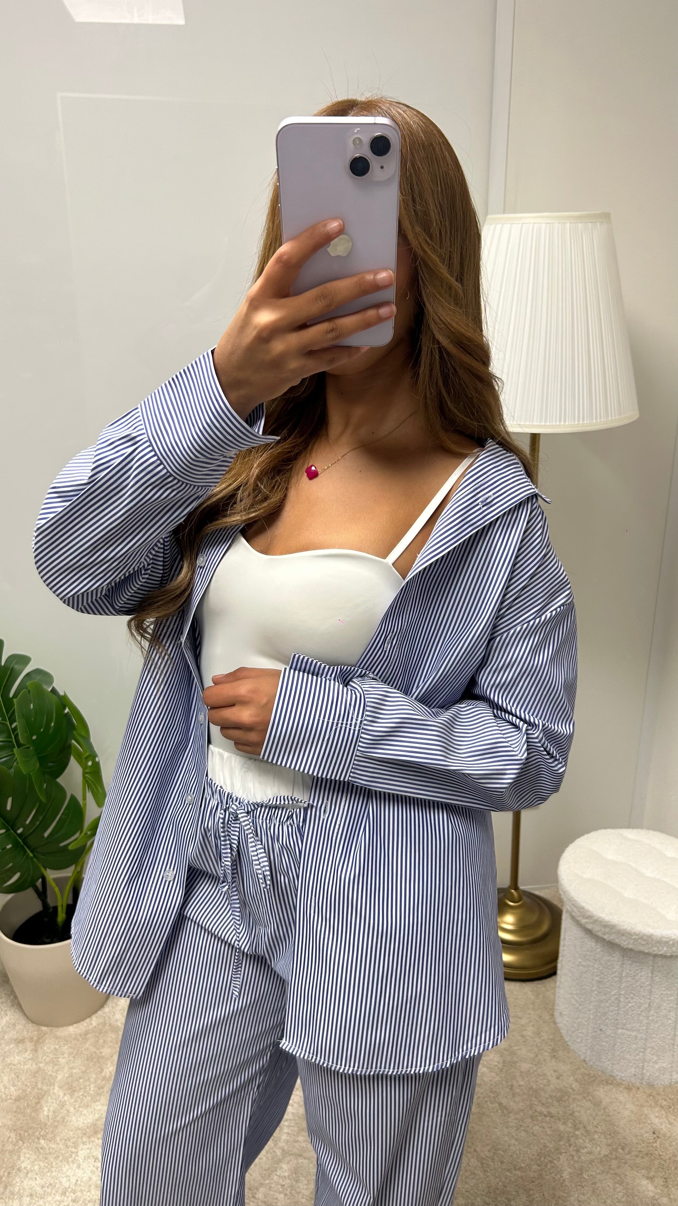 Ensemble rayé chemise et pantalon Claudia