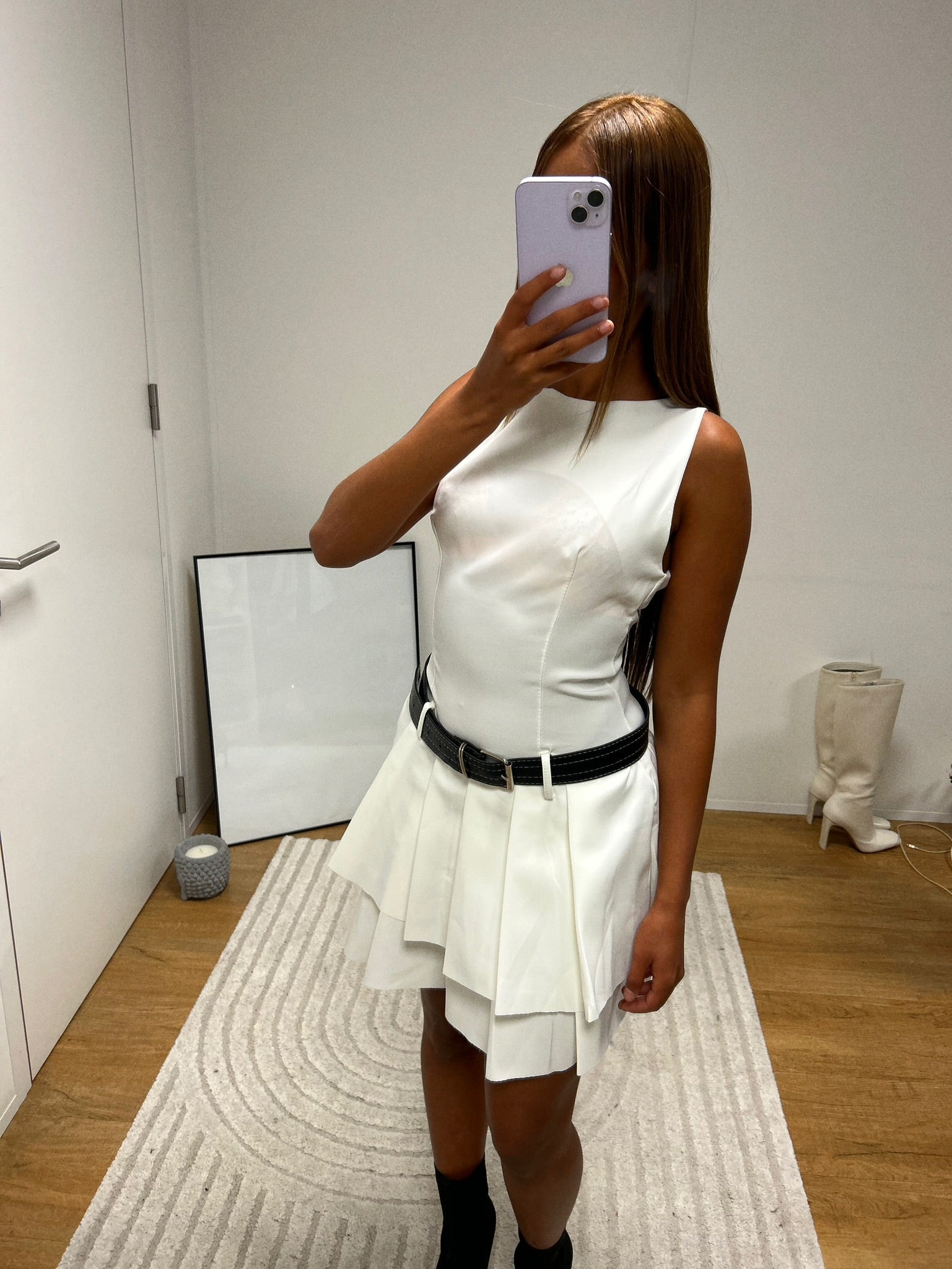 Robe Flora avec ceinture (Blanche)