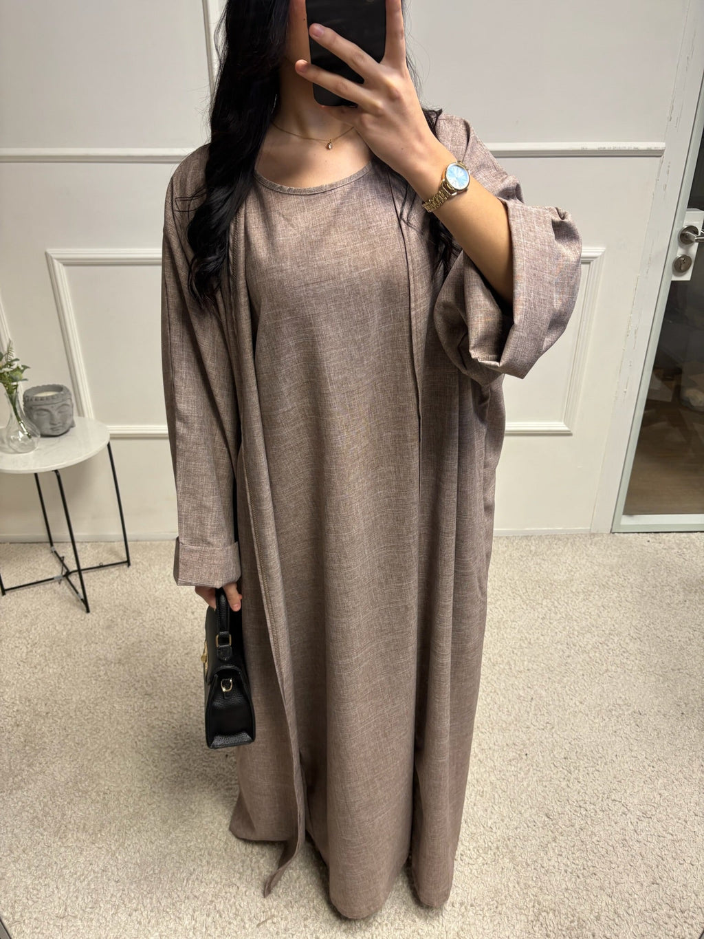 Abaya + Kimono en lin Sherine 2 pièces
