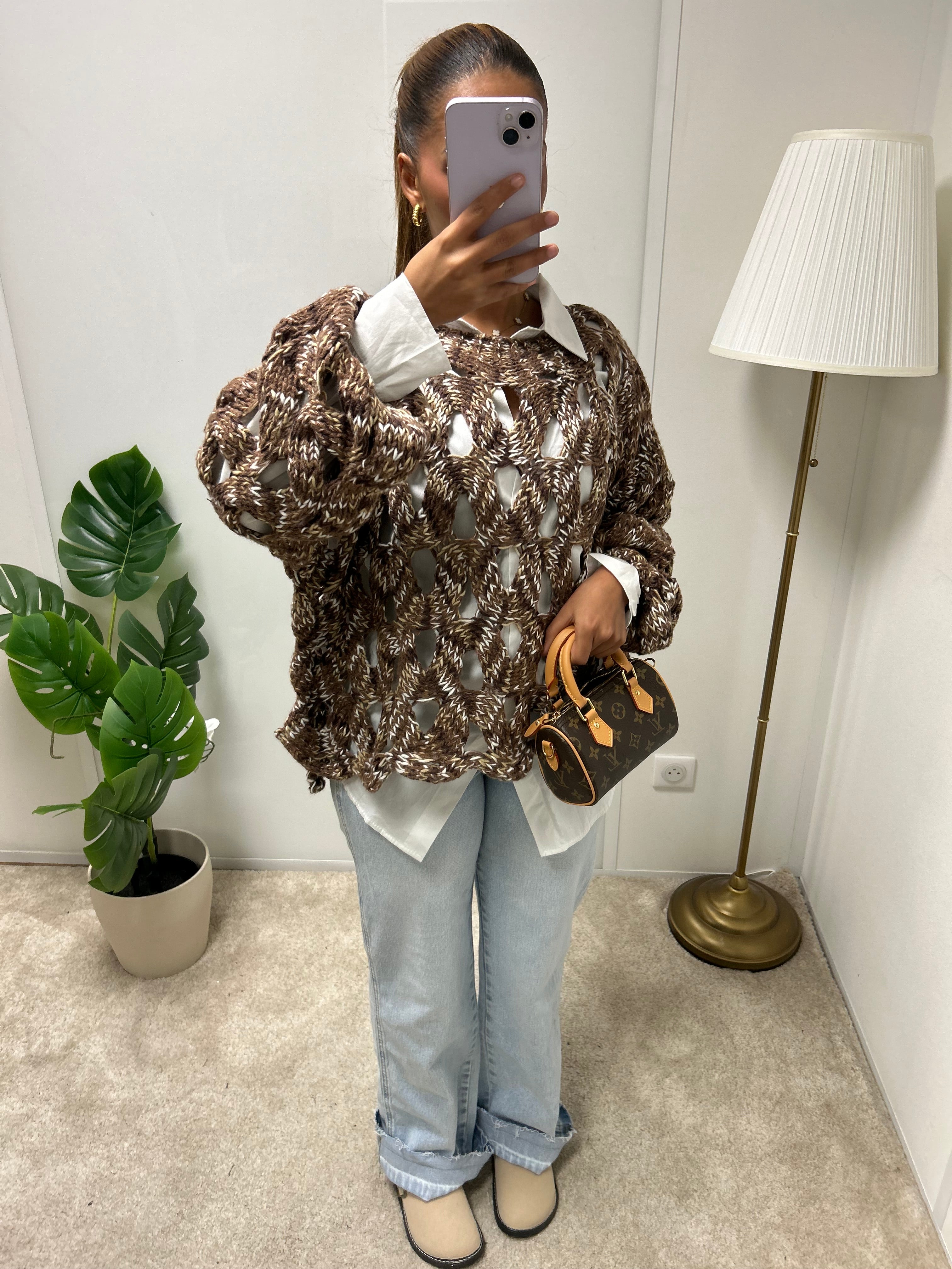 Pull en tricot Lina (marron)