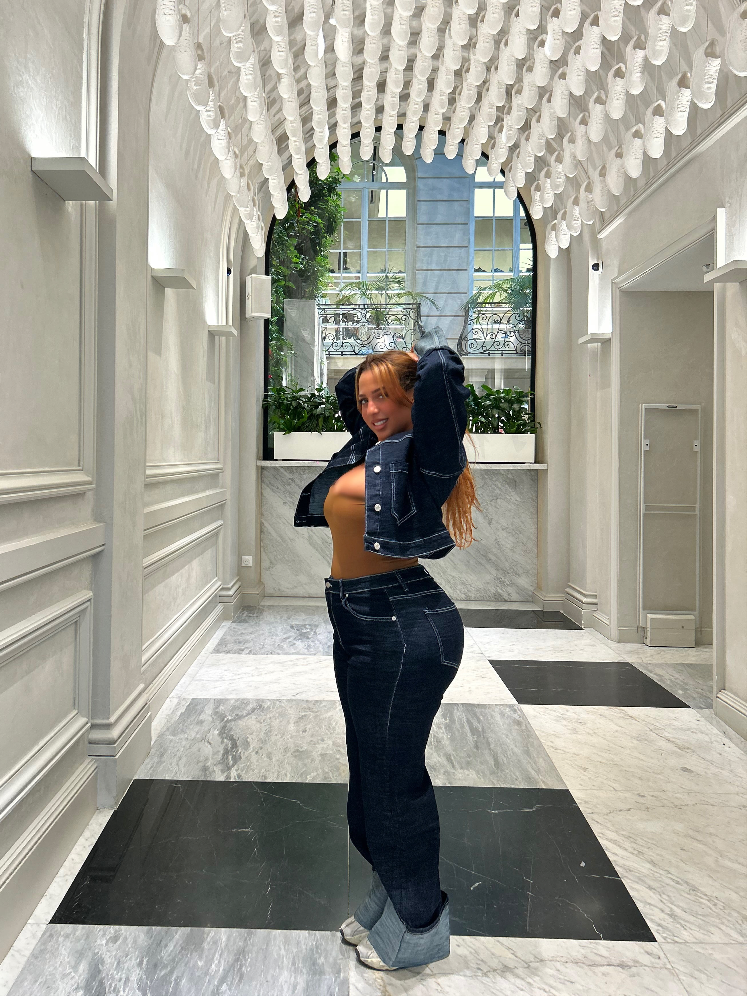 Jeans Hatice coutures blanches