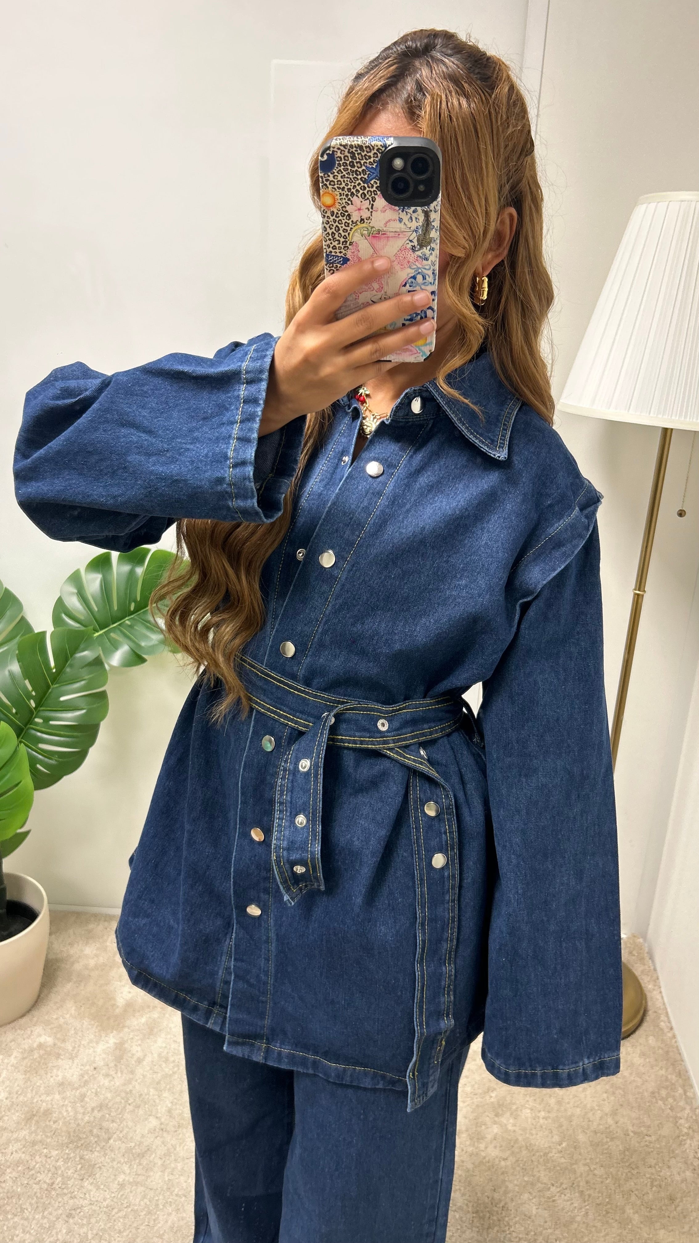 Veste en jeans à ceinture boutonné SYRIELLE ( bleu)