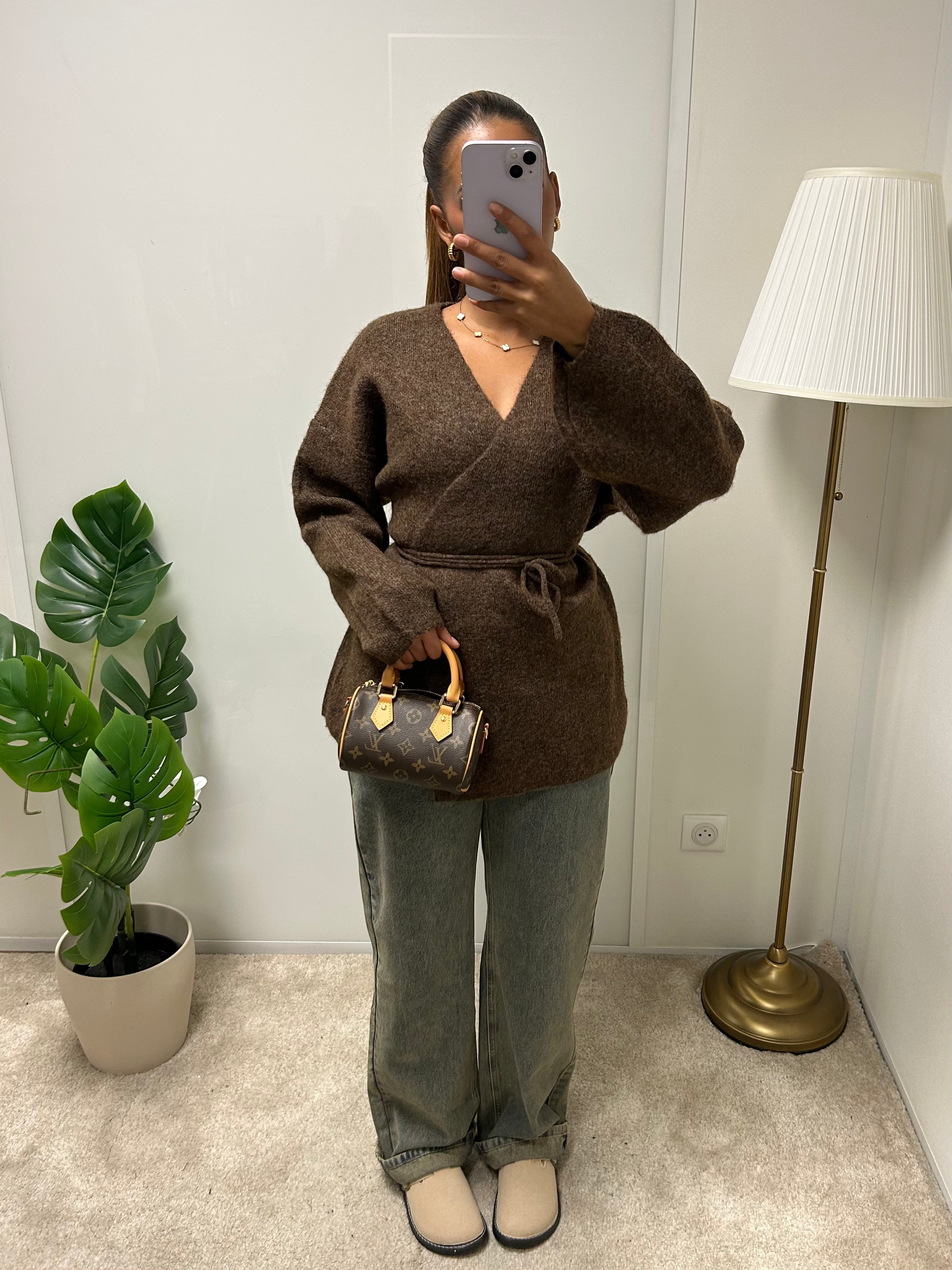 Gilet cache cœur en laine Fedoua (marron)